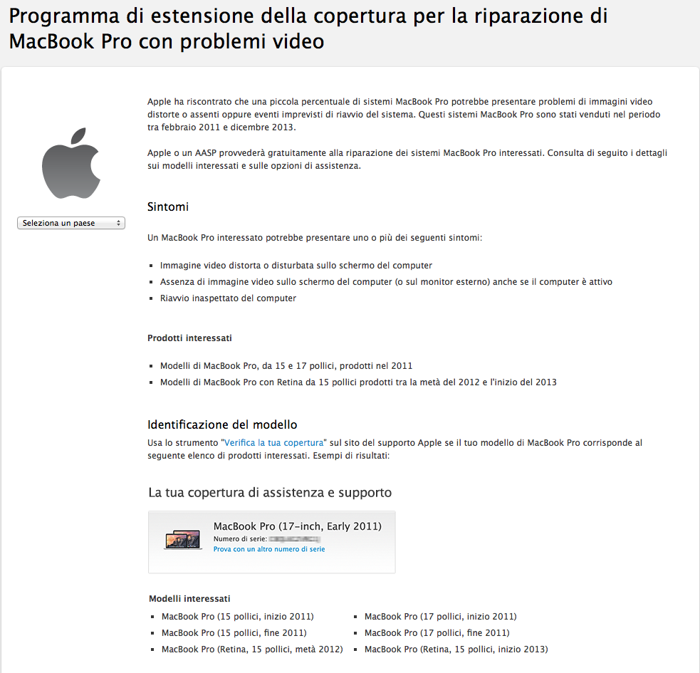 MacBook Pro con problemi video